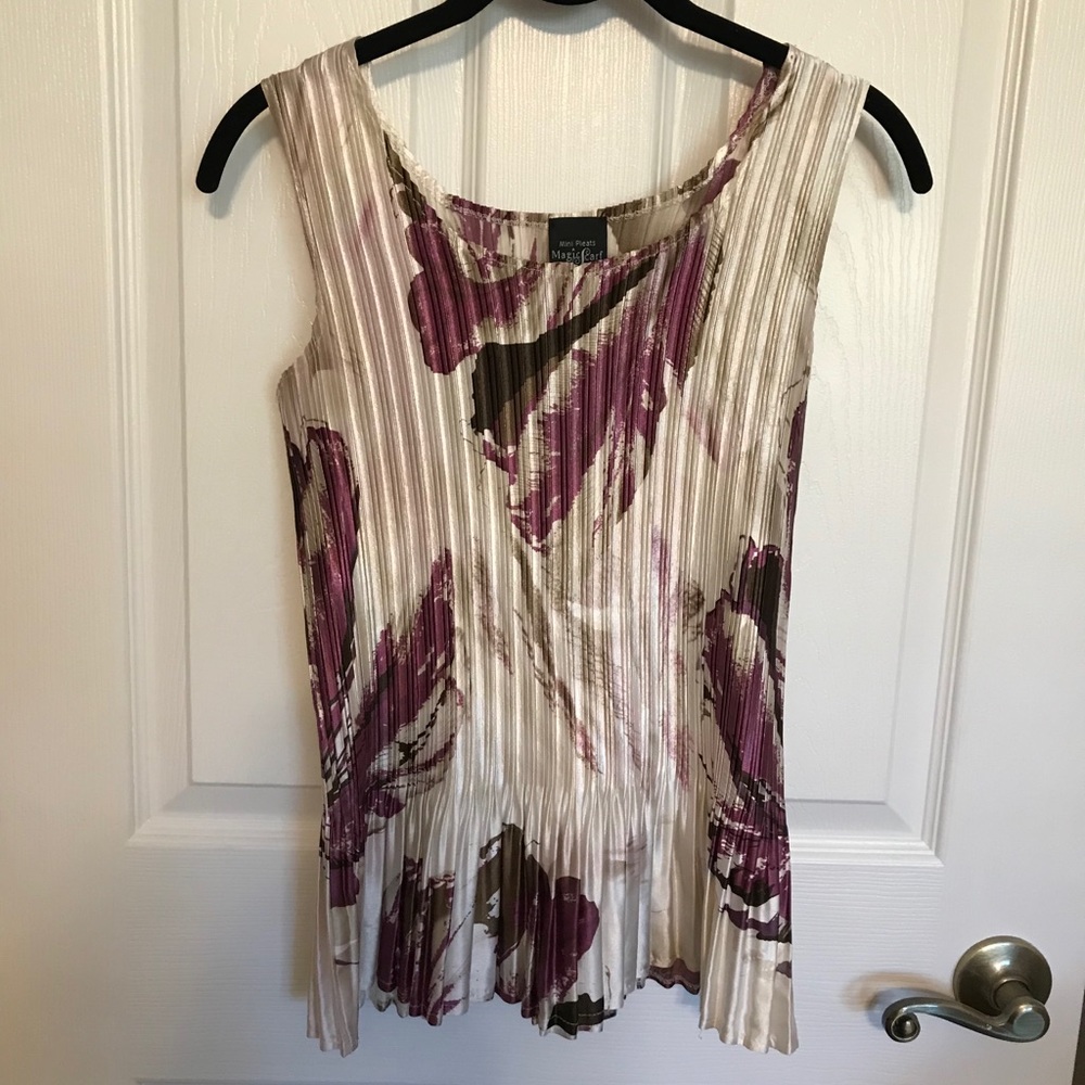 Magic Scarf satin mini pleats top